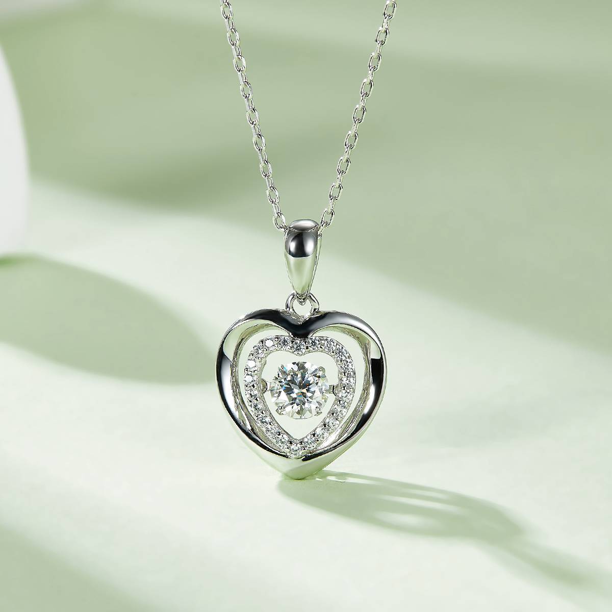 Dynamic and Heartwarming S925 Silver Plated Platinum Moissanite Necklace 50 Points D-Class